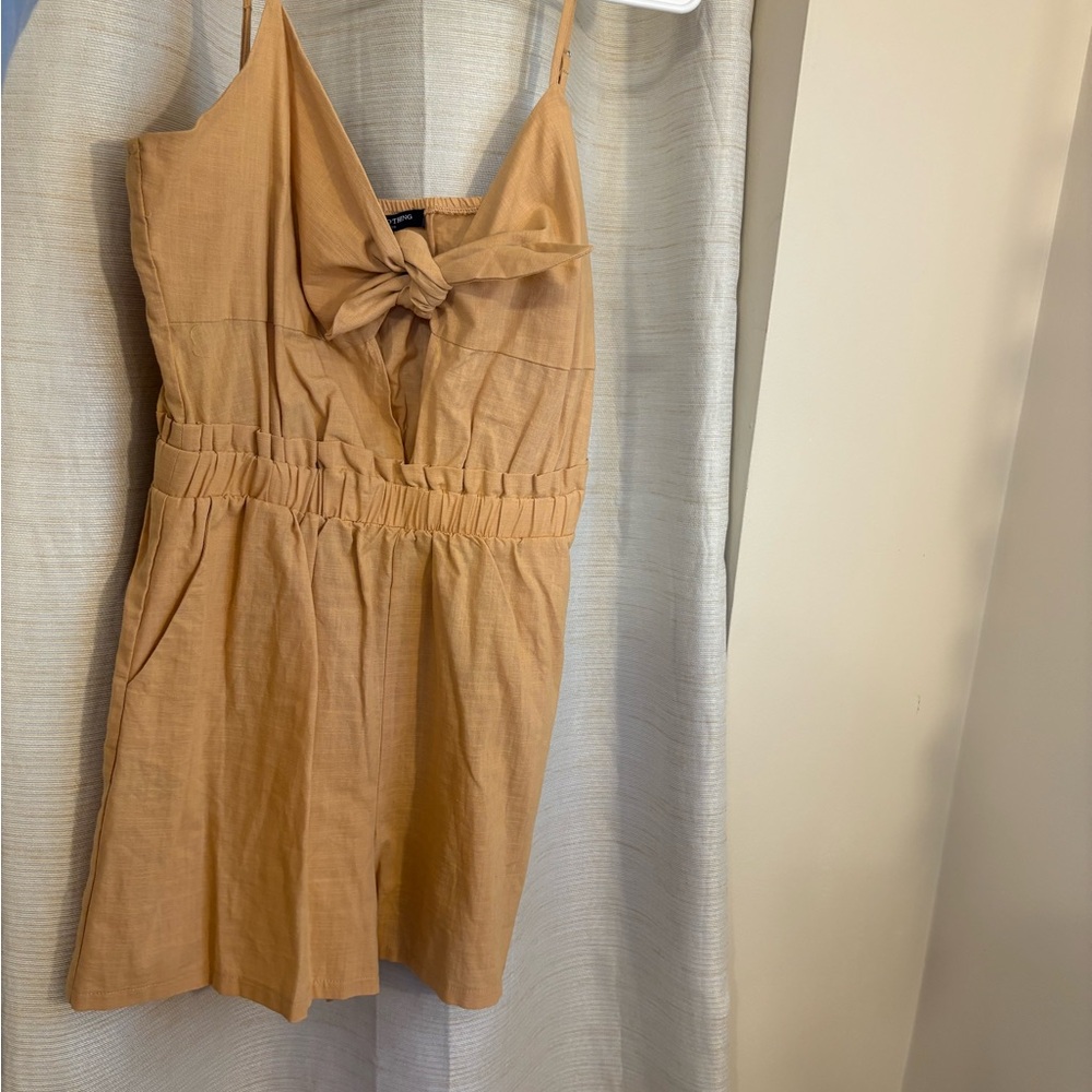 Tie Front Tan Romper